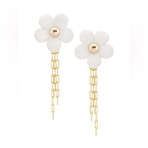 Rosantica Primula Goldtone and Leather Flower Drop Earrings